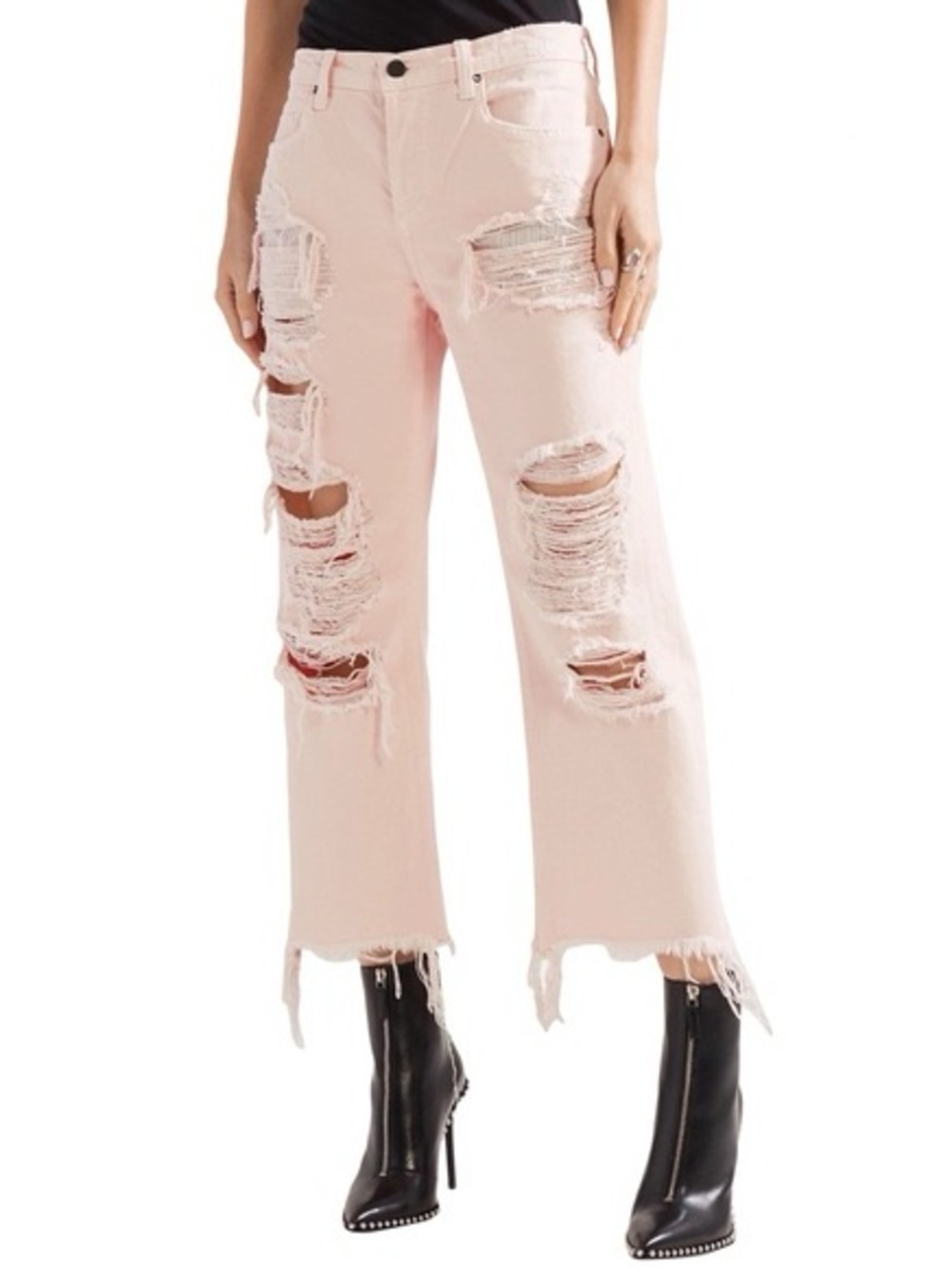 Denim X Alexander Wang Rival Distressed Light Pink Ripped Jeans